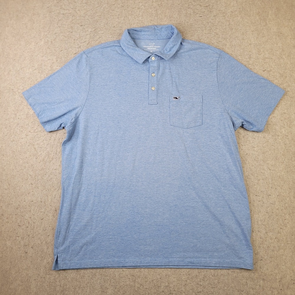 Vineyard Vines Edgartown Polo Mens XL Blue Heatherโ Short Sleeve Preppy Whale